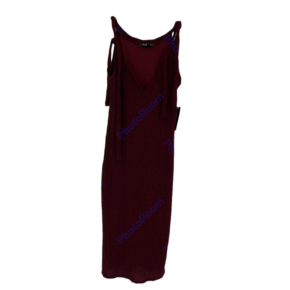 Lulus NWT Women’s Maroon Ribbed Knit Sleeveless Maxi Dress Size Small Ties